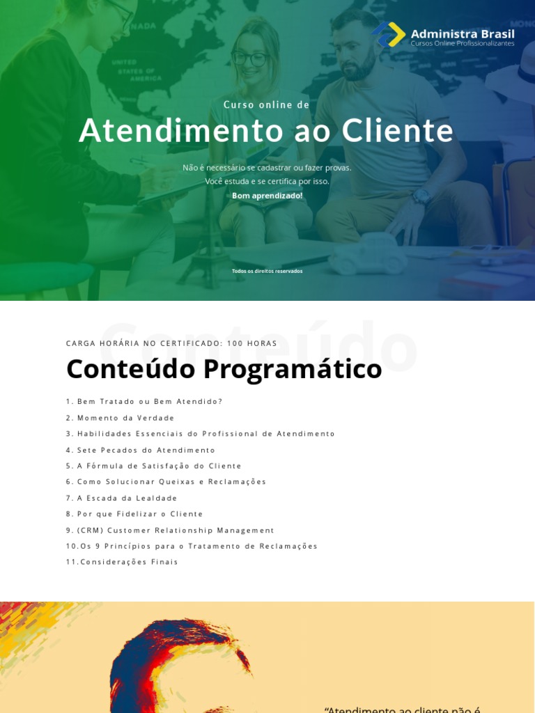 Atendimento Ao Cliente Pdf Gestão De Relacionamento Com O Cliente