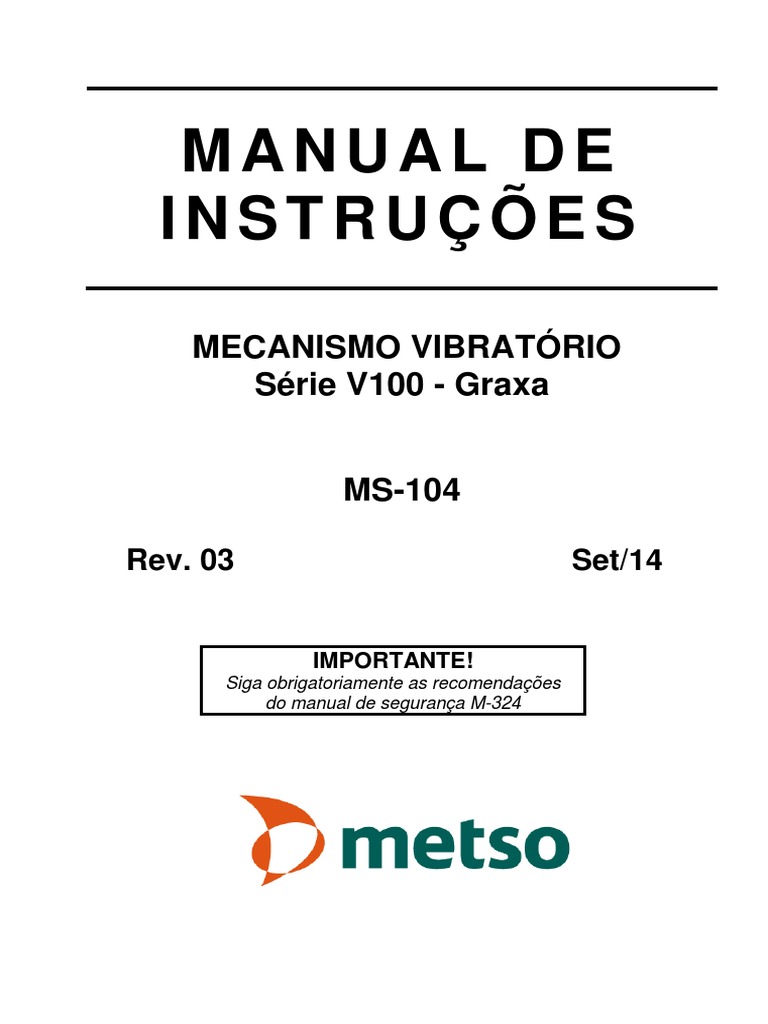 Manual do Mecanismo Vibratório V100 | PDF | Temperatura | Lubrificação