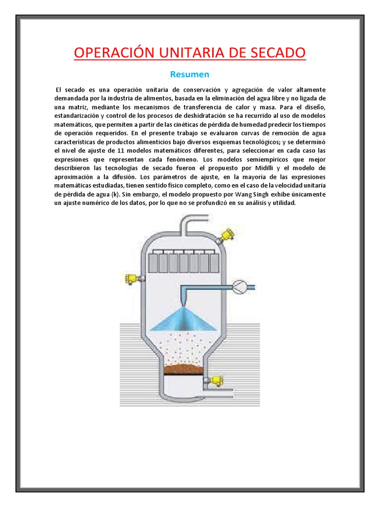 Modelos de Secado en Ingeniería Alimentaria | PDF