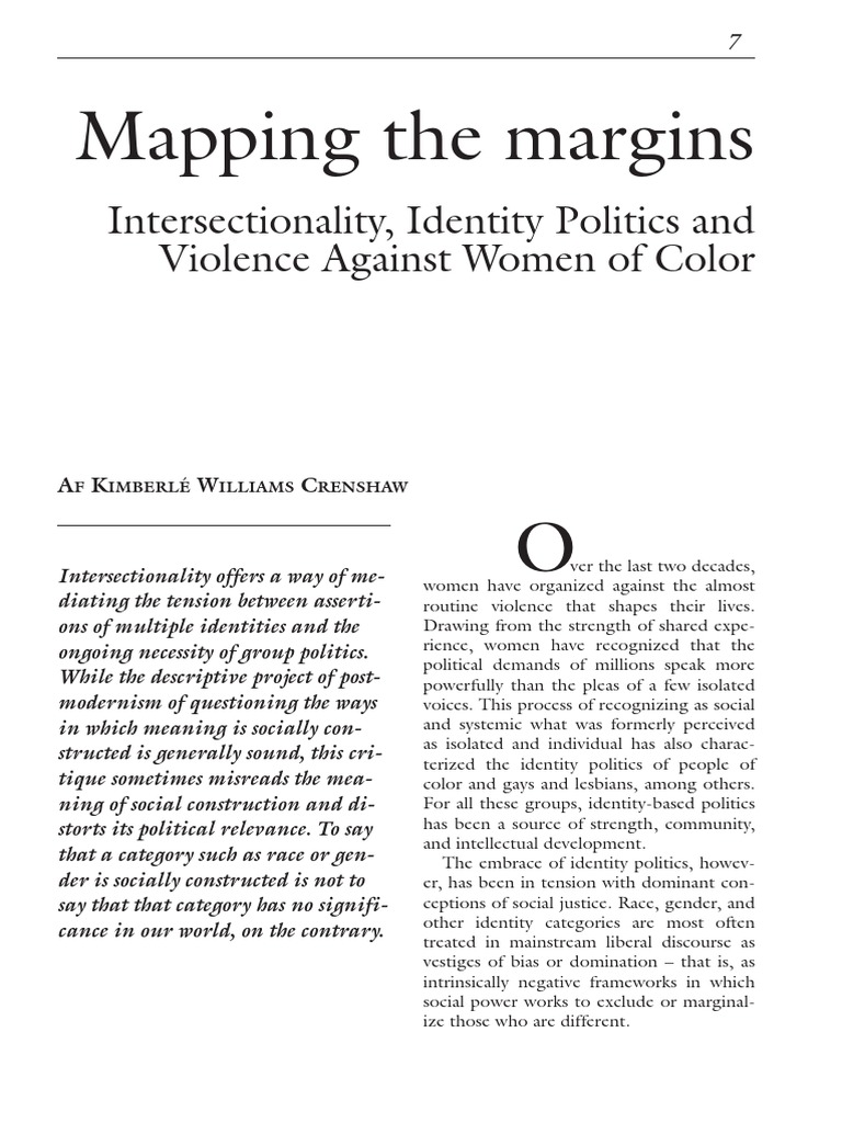Mapping the margins intersectionality identity politics and violence