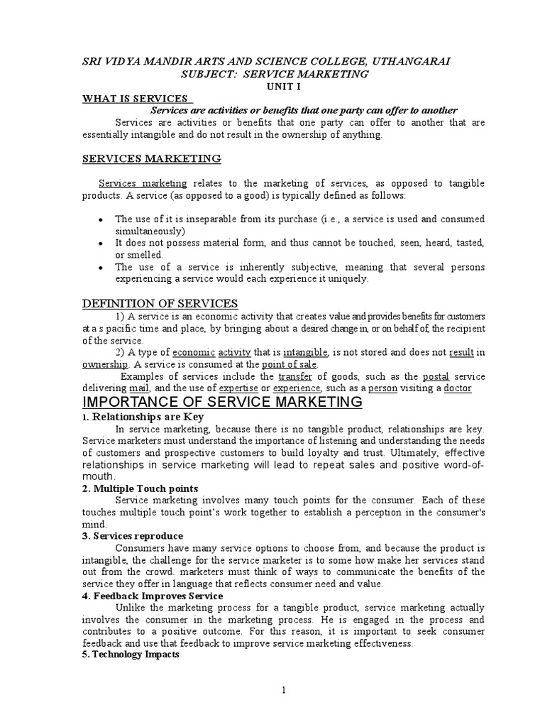 Service Marketing Pdf Marketing Market Segmentation