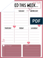 Pink White Modern Weekly Planner