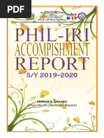 Accomplishment Report For Phil IRI English 19 20