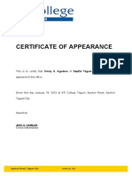 Certificate of Apperance - Deped
