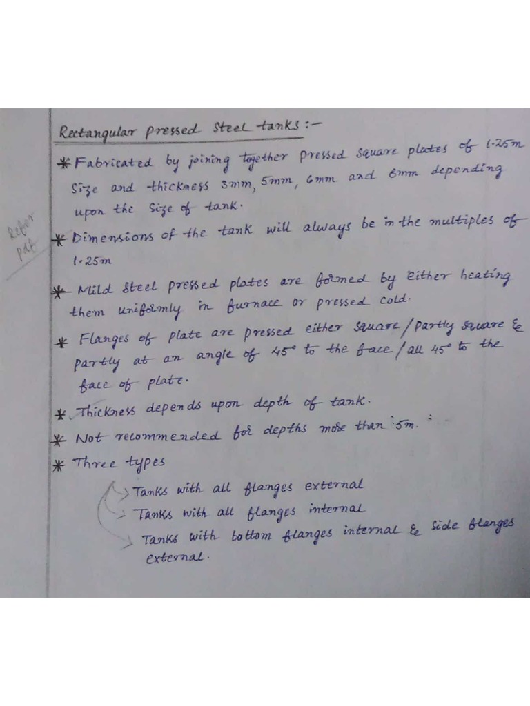 Design of Pressed Steel Rectangular Tanks Eg. 20.4 | PDF