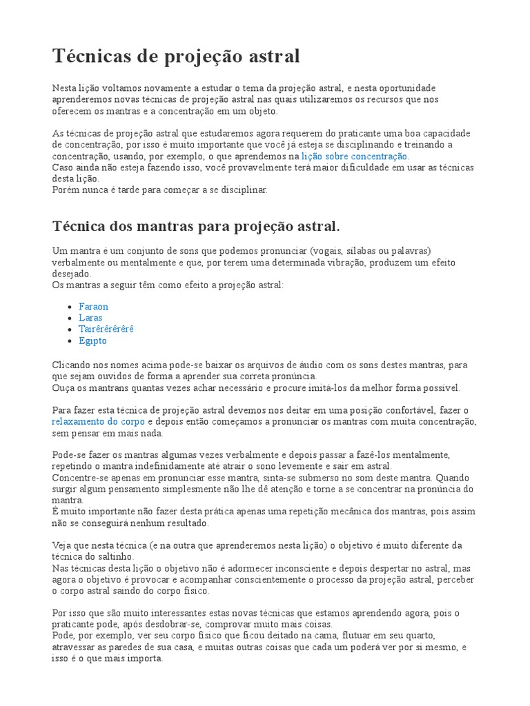Técnicas De Projeção Astral Mantras Pdf Mantra Projeção Astral