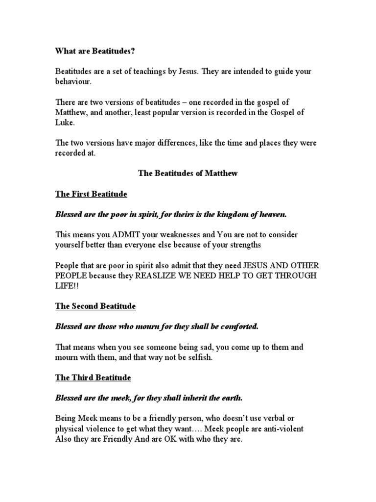 Understanding the Beatitudes Explained | PDF | Philosophy | Self ...