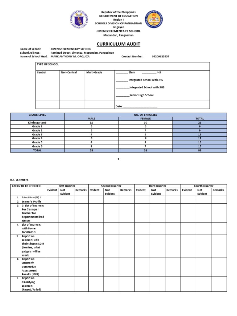 Curriculum Audit PDF Learning Behavior Modification