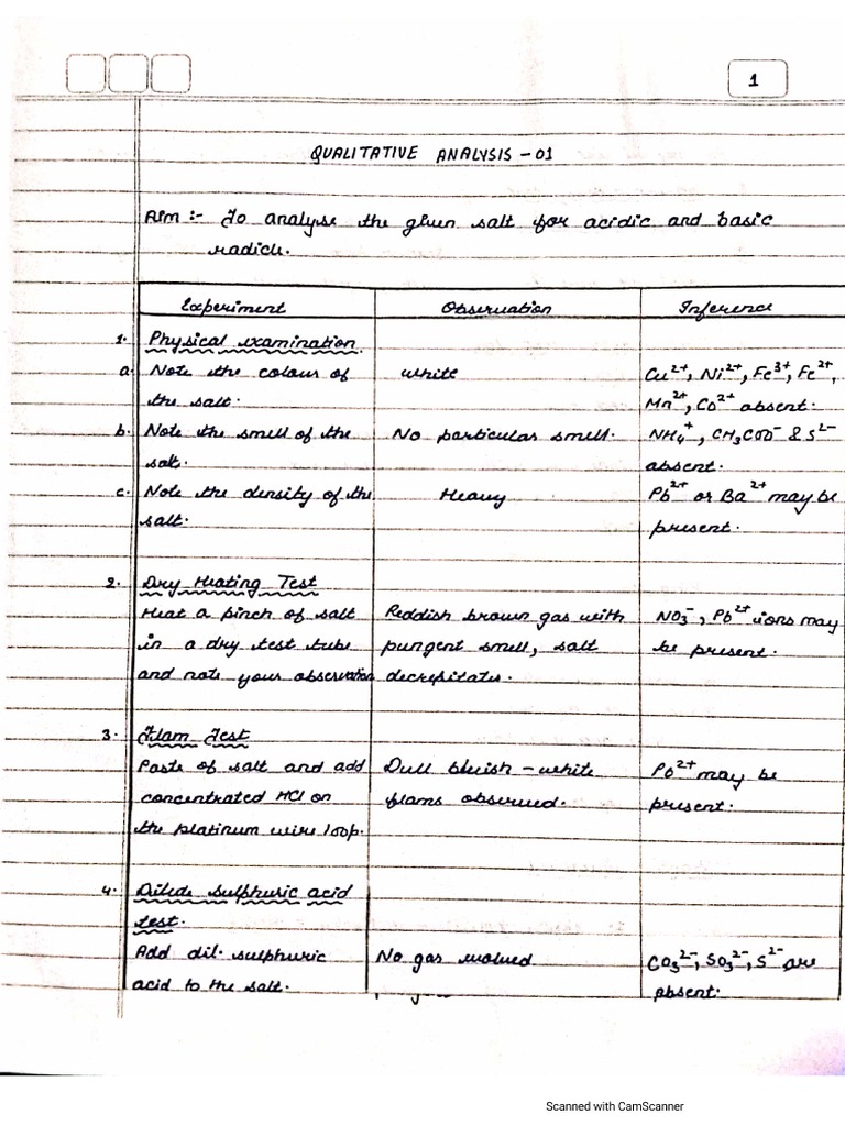 Chemistry Practical Lab Journal PDF