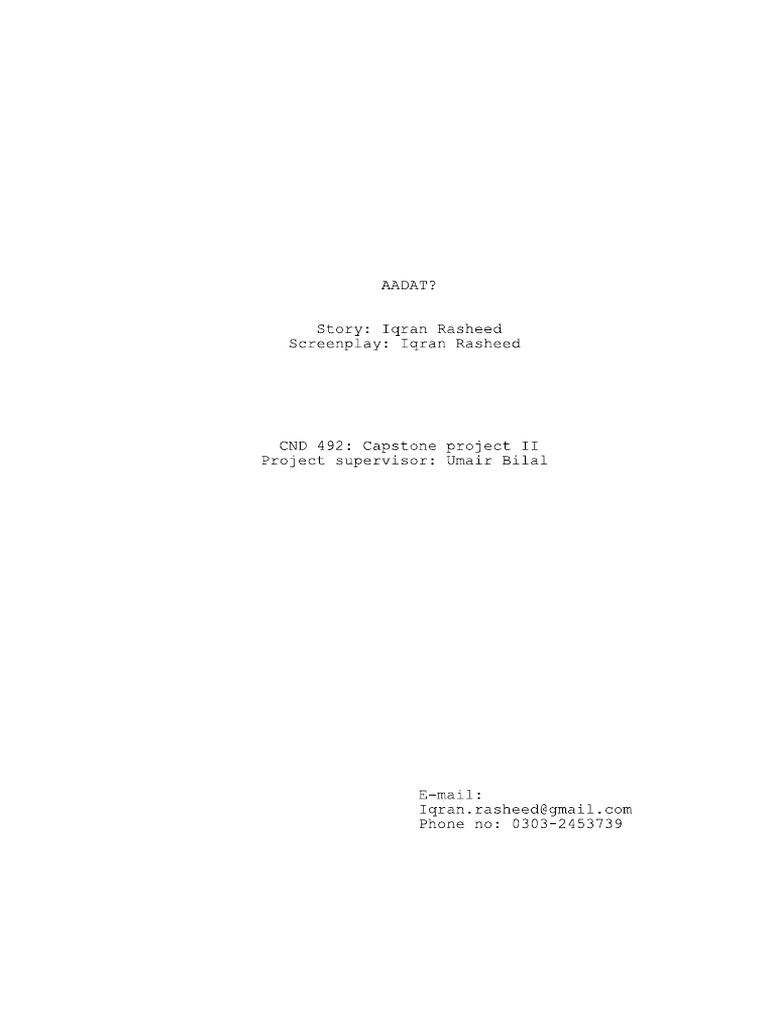 Aadat Script Pdf