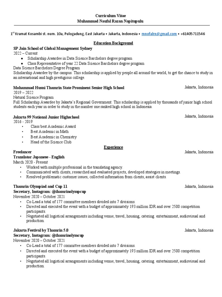 Cv ananta hadid afrizal pdf jakarta learning