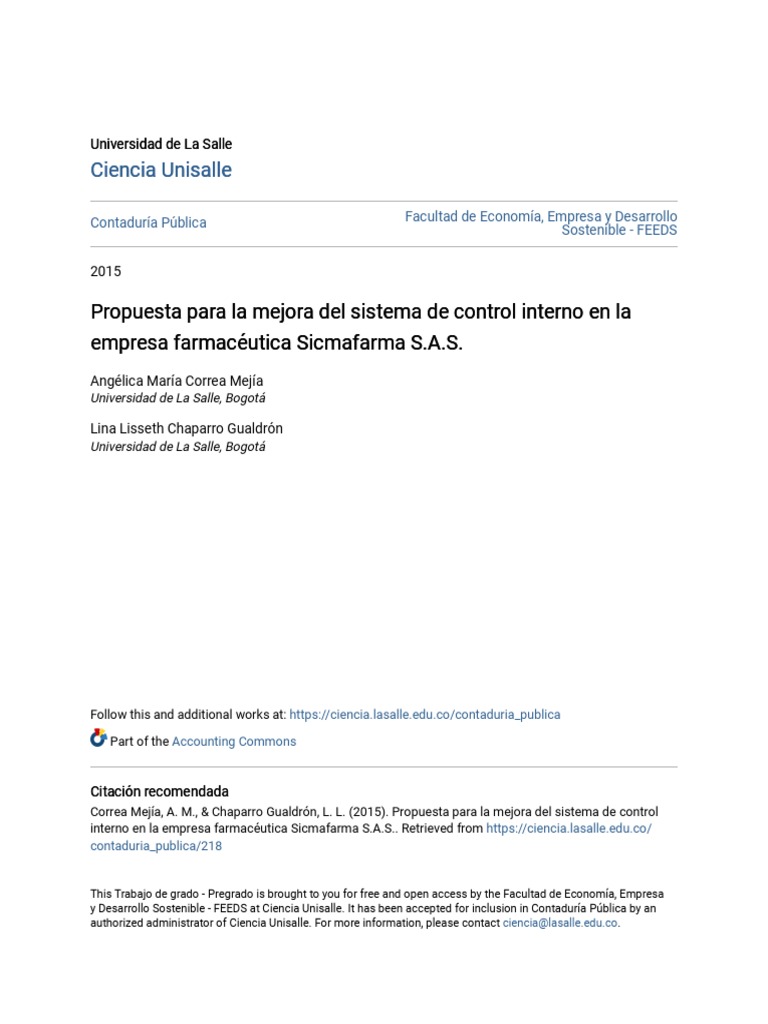 Propuesta para La Mejora Del Sistema de Control Interno en La Emp | PDF ...