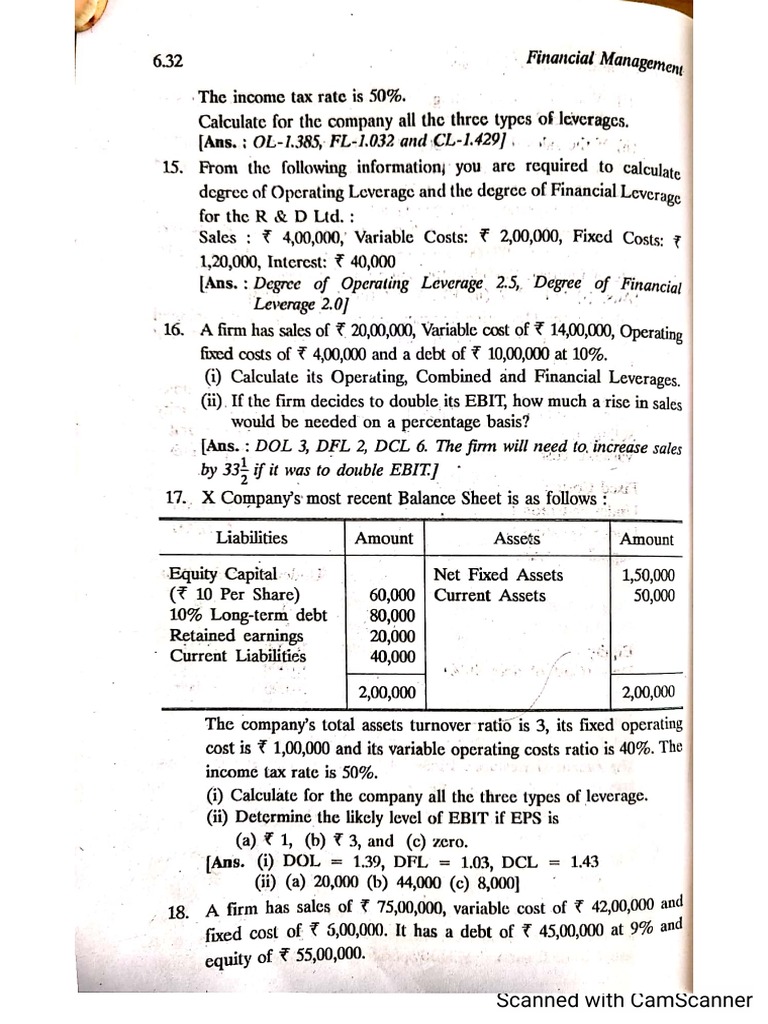 Leverage Questions PDF