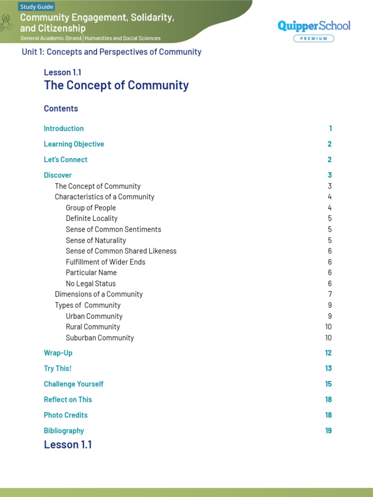 1.1 The Concept of Community | PDF | Cost Of Living | Community
