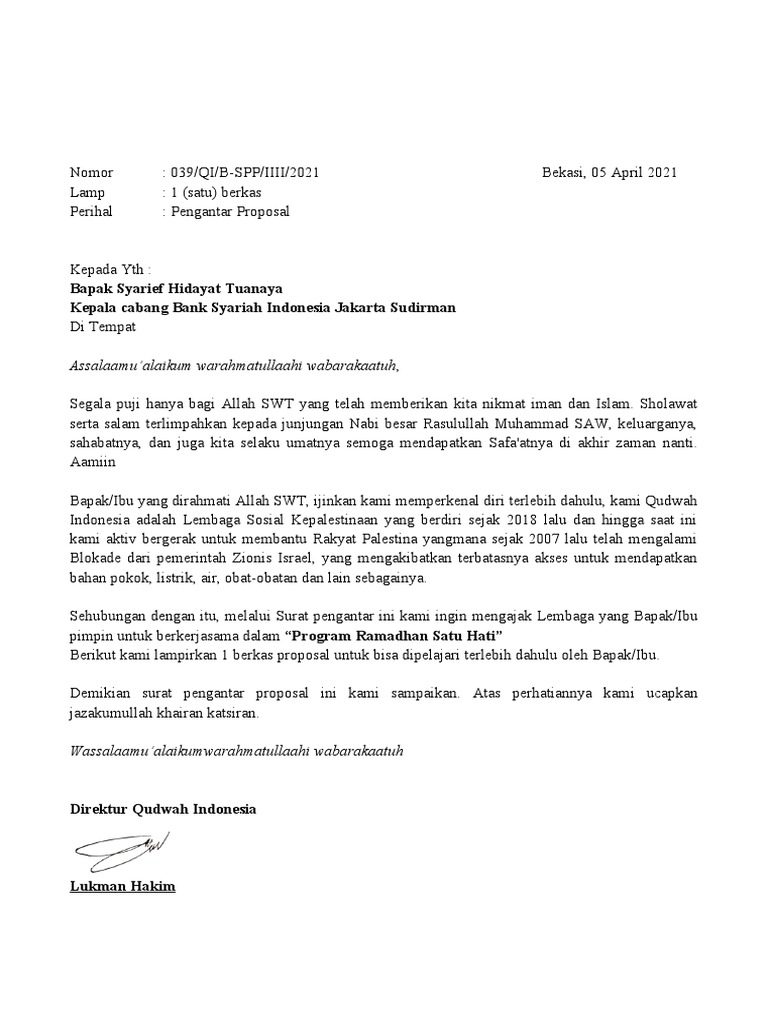 Surat Pengantar Proposal Ramadhan | PDF