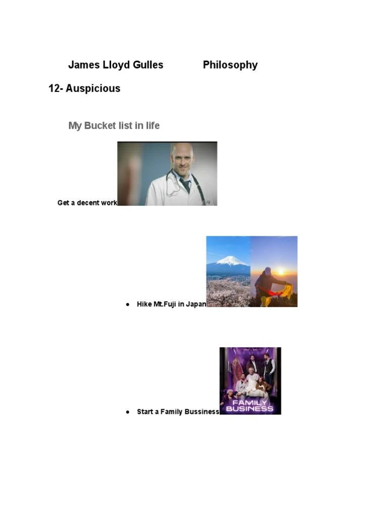 James Lloyd Bucket List PDF