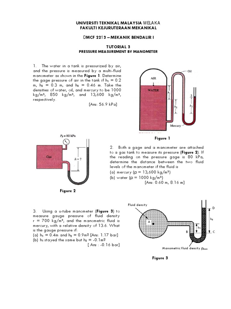 Manometer Pressure Measurement Tutorial | PDF | Pressure Measurement ...