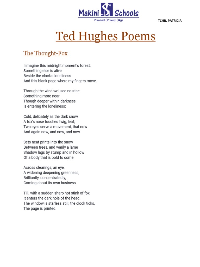Ted Hughes Poems PDF