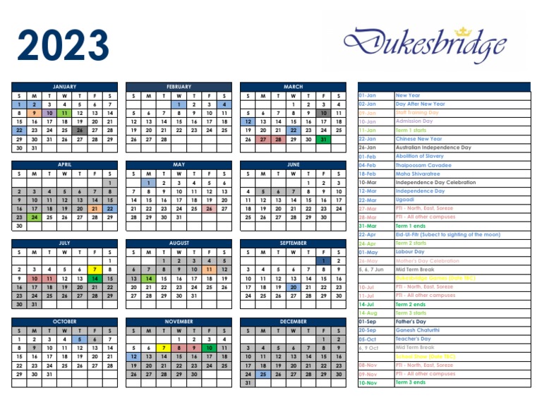Dukesbridge Calendar 2023 | PDF | Festival | Observances