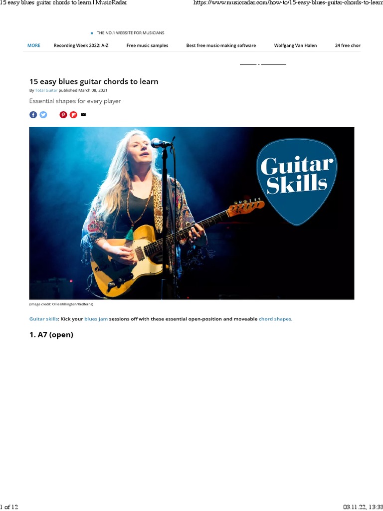 15 Easy Blues Guitar Chords To Learn MusicRadar Download Free PDF