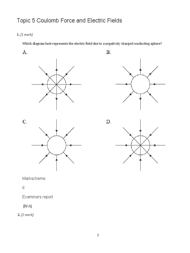 Topic 5 Coulomb Force and Electric Fields Answers | PDF | Electric ...
