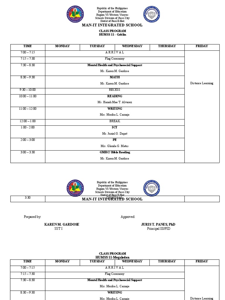 SHS Transition Schedule Week2 PDF