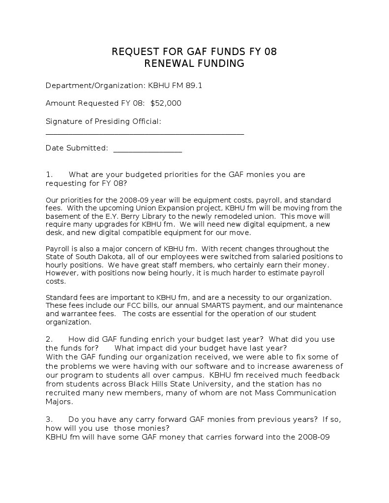 Request For Gaf Funds Fy 081 | PDF | Fee | Payroll