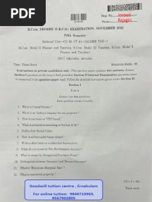Income Tax 5th Sem B.com November 2022 Question Paper Rajagiri College MGU
