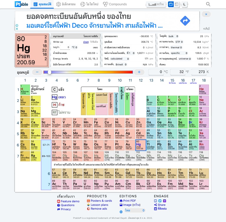 ตารางธาตุ - Ptable | PDF