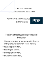 Factors Influencing Entrepreneurial Behavior