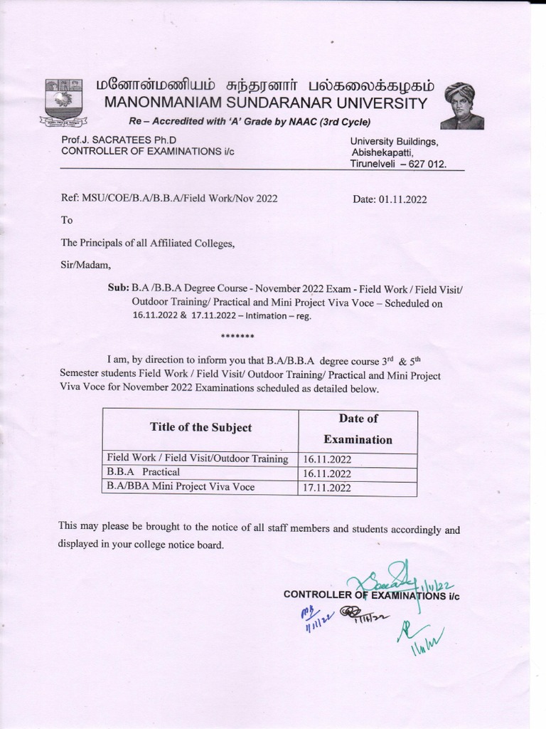 B a B B a Degree Course Nov 2022 Exam Schedule PDF