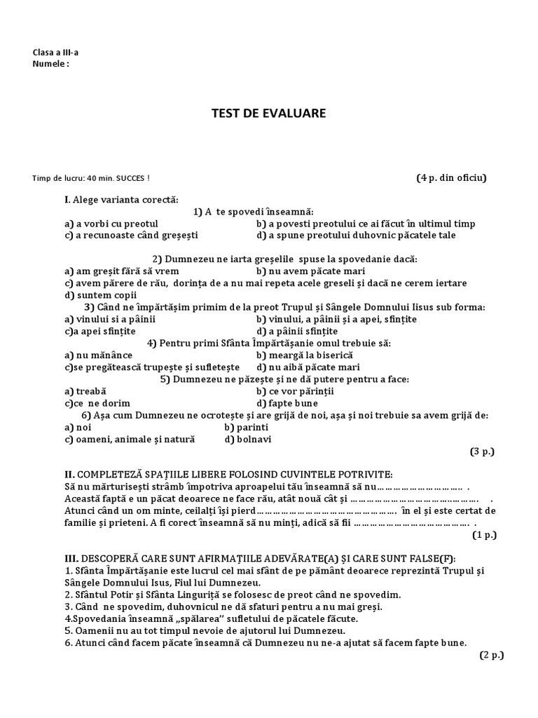 Test A III-a | PDF