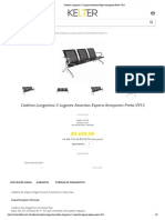 Cadeira Longarina 3 Lugares Assentos Espera Aeroporto Preta V913