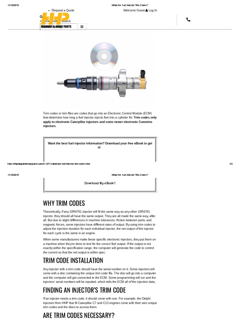 What Are Fuel Injector Trim Codes Download Free PDF Fuel Injection
