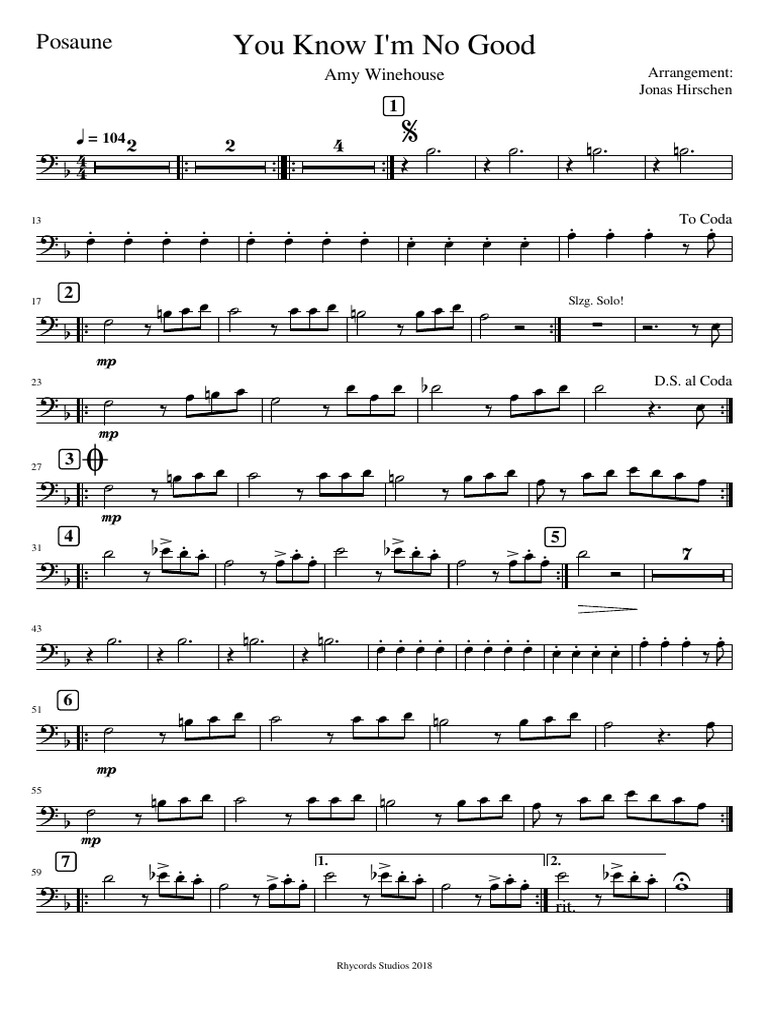 You know im no good amy winehouse posaune pdf songs written