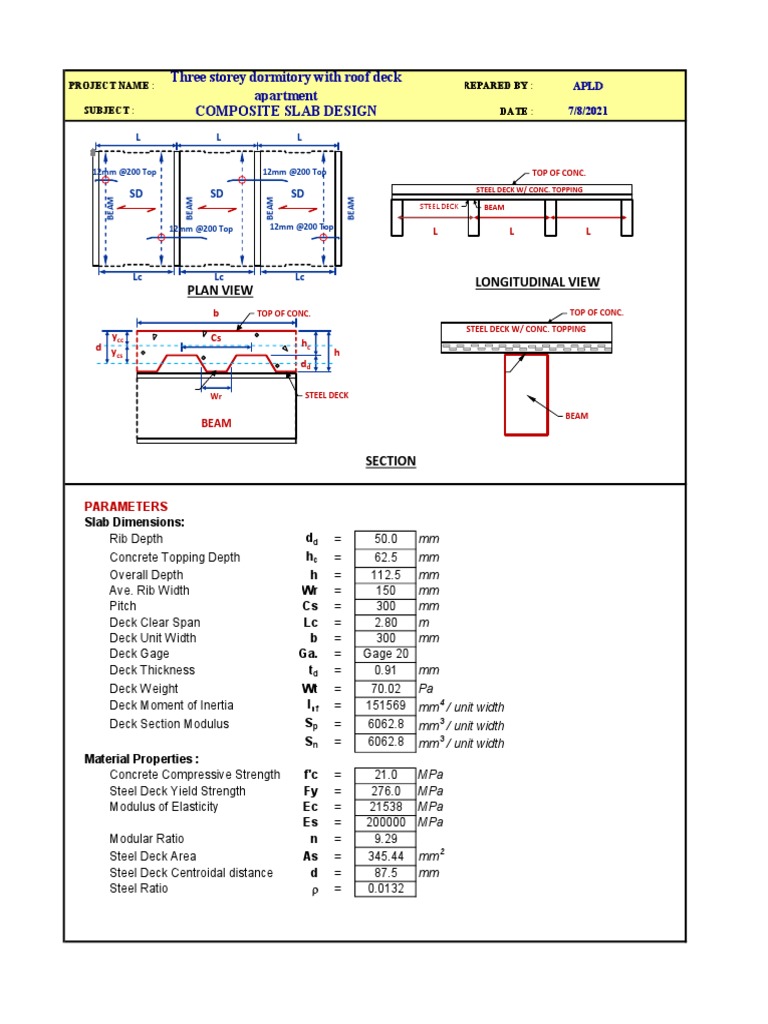 Composite Slab Design for Dormitory | PDF | Beam (Structure) | Strength ...