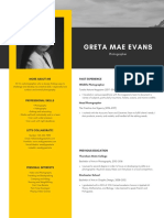 Black and Yellow With Image Photography Photo Resume