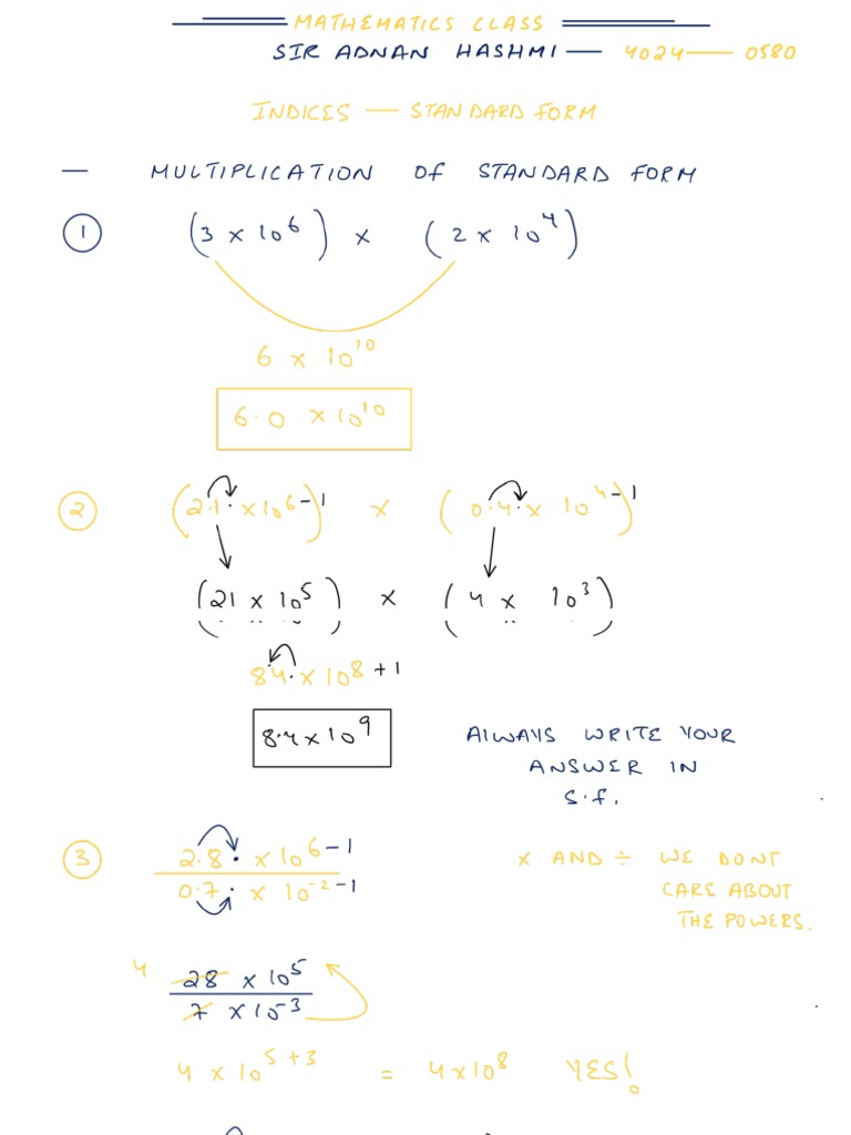 Indices and Standard Form Past Papers | PDF