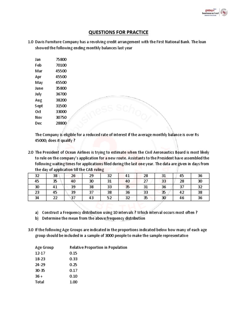 Questions For Practice From Mean Median Mode | PDF