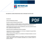 Documentos A Serem Apresentados para A Obtenção Do Passe Livre