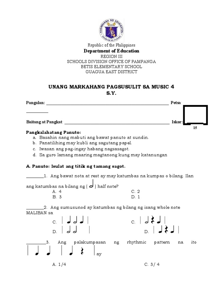 Music 1st Grading | PDF