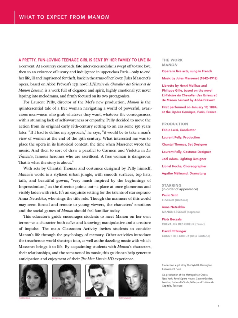 Exploring Massenet's Manon: An Educator's Guide | PDF | Art | Poetry