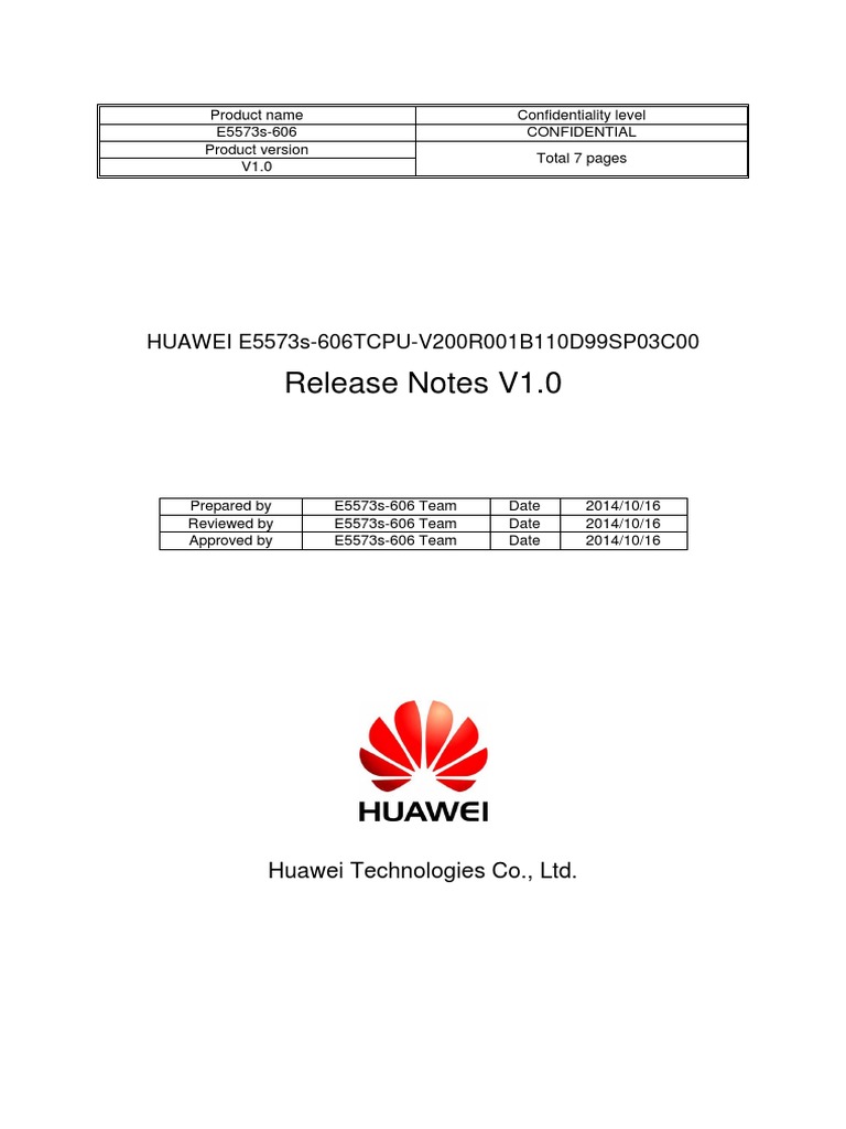 E5573s-606 Firmware Release Notes V1.0 | PDF | Ieee 802.11 | High Speed ...