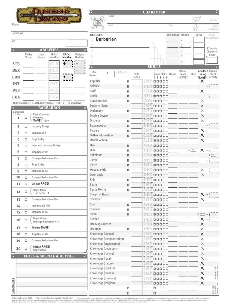 Barbarian | PDF | Dungeons &amp; Dragons | Wizards Of The Coast