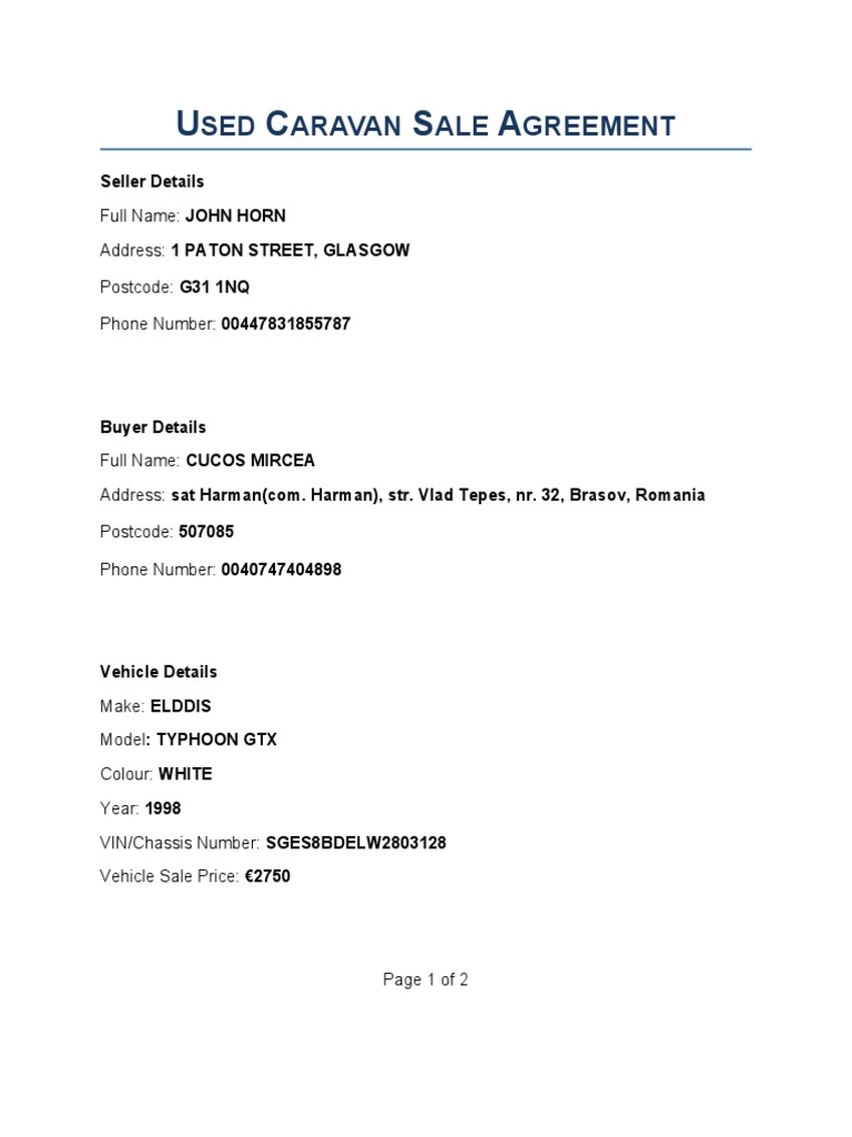 Contract Caravan PDF Economies Service Industries