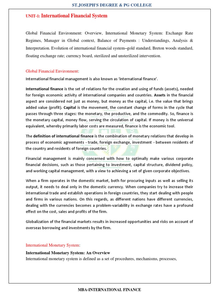 International Financial System | PDF | Bonds (Finance) | Exchange Rate