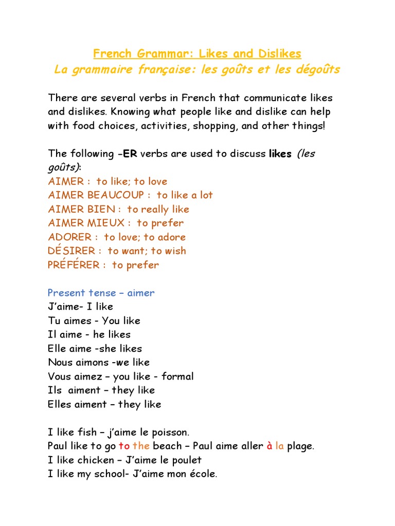 Likes and Dislikes | PDF | Language Mechanics | Linguistic Typology