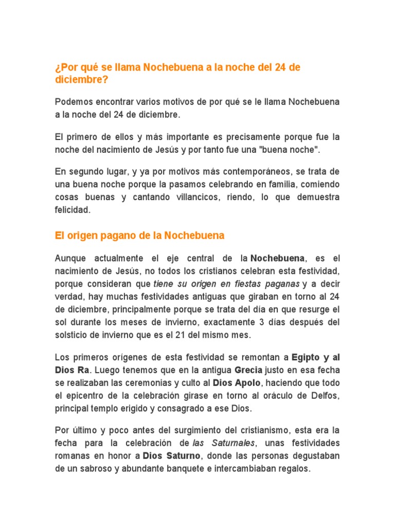 Por Qué Se Llama Nochebuena A La Noche Del 24 de Diciembre | PDF ...