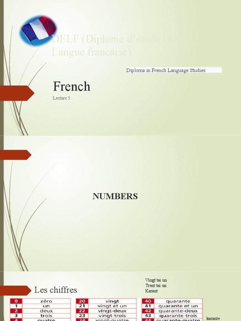 Apprendre le français : chiffres et verbes | PDF
