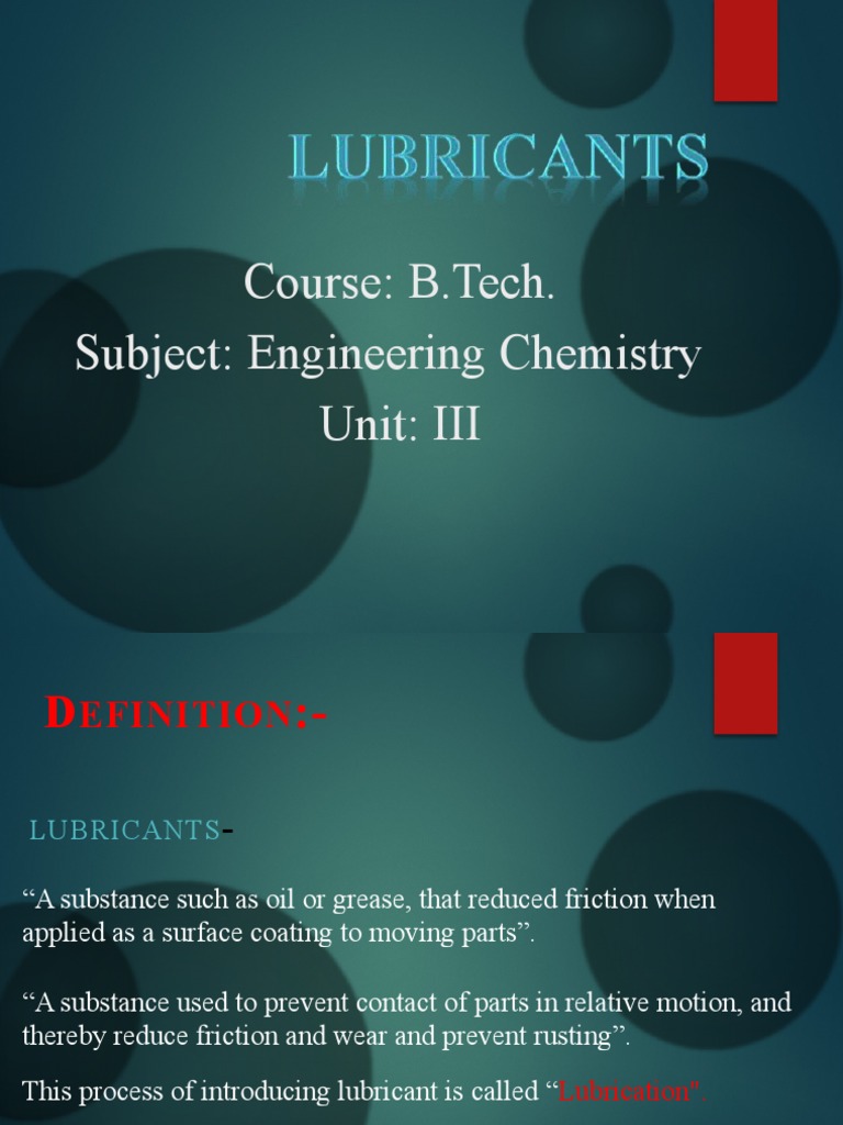 Lubrications PDF Lubricant Chemistry